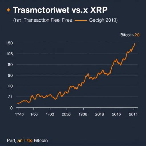 Graph comparing Bitcoin and XRP transaction fees over time